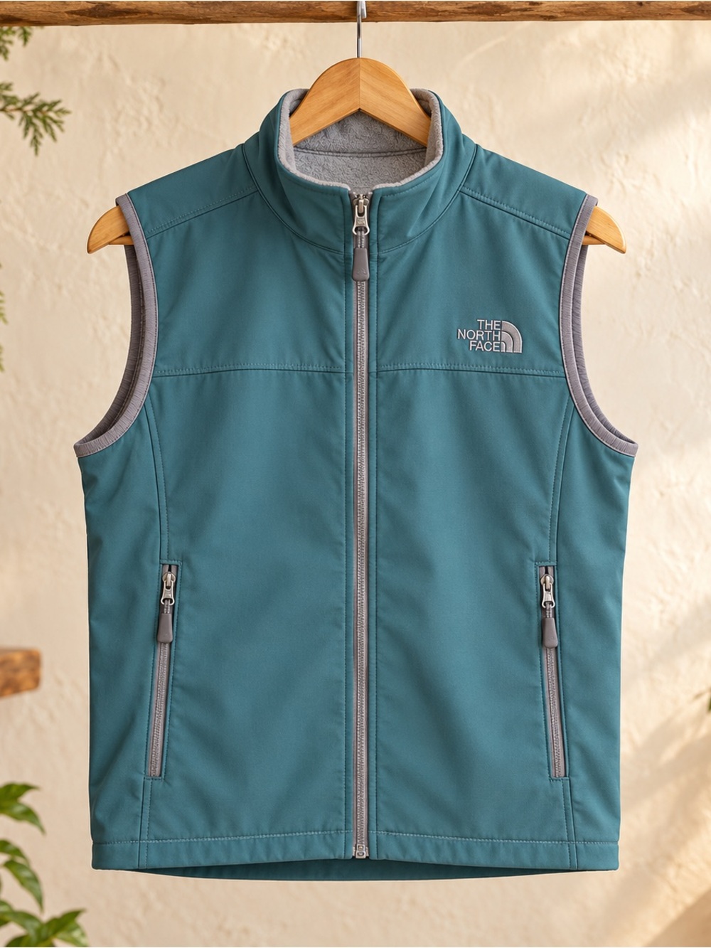 The North Face Teal Full Zip Softshell Vest Men’s Small